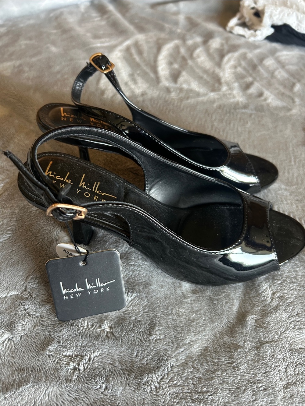 Nicole Miller Black Slingback Heels